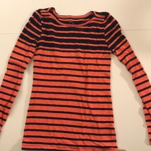 Navy blue and orange J.Crew long sleeve t-shirt